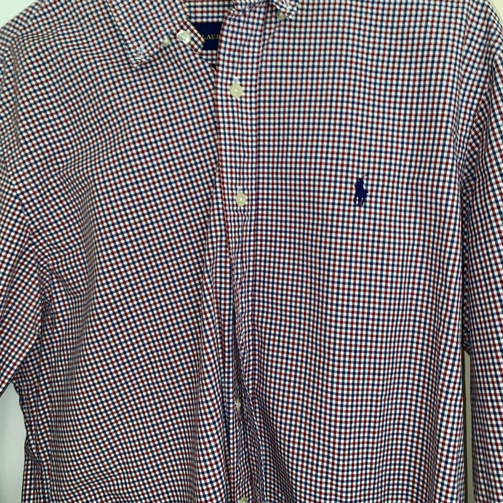 Ralph Lauren Red and Blue Casual Button Down Shirt